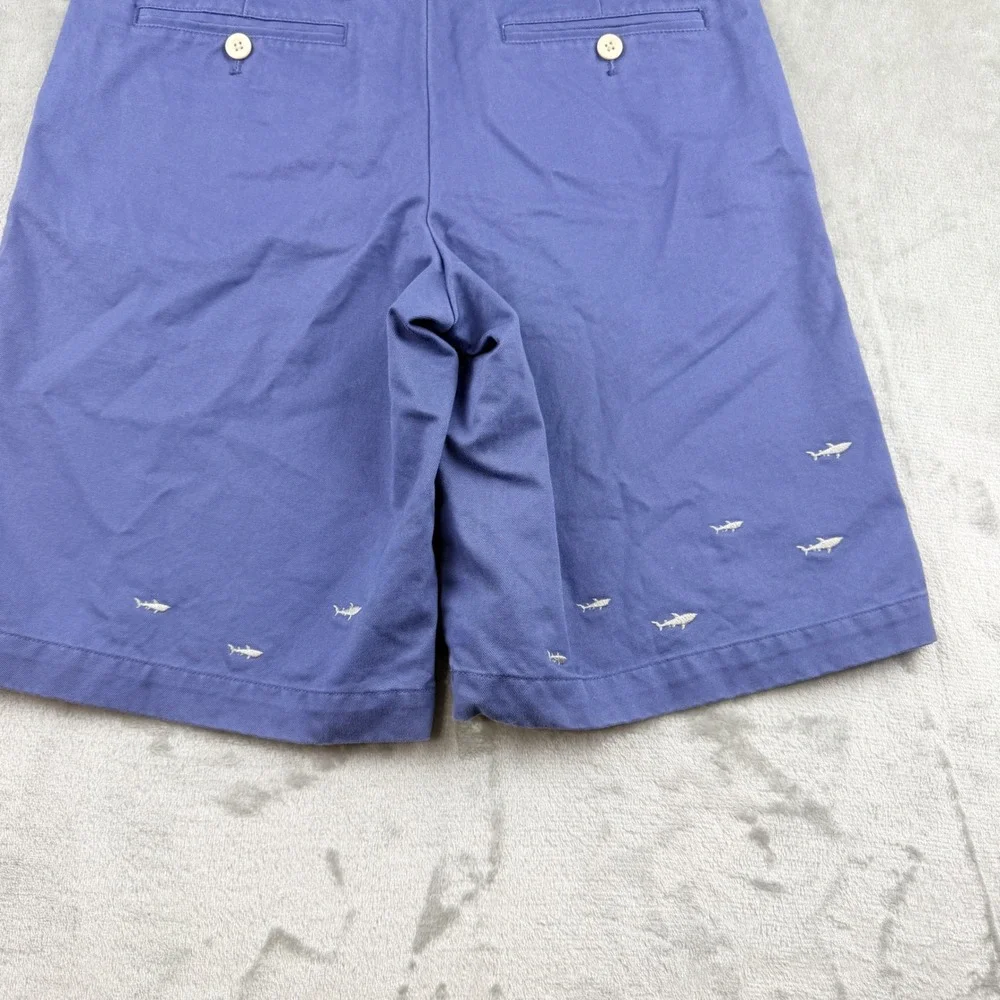 Vineyard Vines Boys Shark Embroidered Chino Shorts Size 18 Blue Cotton Preppy